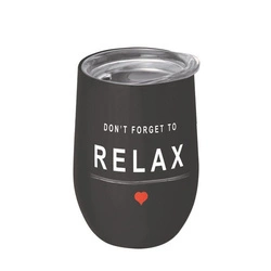 Nerūdijančio plieno puodelis su dangteliu "Don't Forget To Relax" 420 ml - Chic-Mic