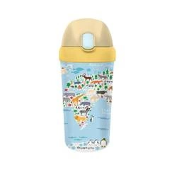 Pla "Animal World" vaikiškas plastikinis butelis su šiaudeliais 400 ml - Chic