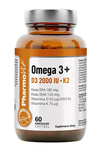 Omega 3 + vitaminai D3 + K2 maisto papildas be glitimo 60 kapsulių - Pharmovit (švari etiketė)