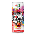 Vinut Popping Boba burbulinės arbatos gėrimas su sprogstančiais perlais ir braškių sultimis, 320 ml