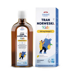 Norvegiškas omega-3 menkių kepenų aliejus (500 mg) vaikams nuo 3 metų su citrinų skonio maisto papildu 250 ml - OSAVI