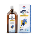 Norvegų žuvų taukai Omega-3 (500 mg) vaikams nuo 3 metų, citrinų skonio maisto papildas 500 ml – Osavi